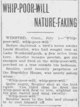 From the Archives #1: Whip-poor-will perches on gun (1907).